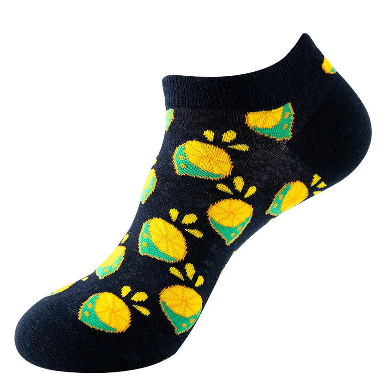 40-Style Colorful Cotton Ankle Socks – Fashion Novelty Short Socks for Men & Women, Funny Animal, Food & Avocado Casual Designs
