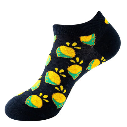 40-Style Colorful Cotton Ankle Socks – Fashion Novelty Short Socks for Men & Women, Funny Animal, Food & Avocado Casual Designs