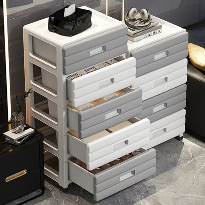 13.78" Wide Rolling Drawer Storage Cabinet — 3-6 Tier Mobile Organizer with Wheels, Gray or Brown for Living Room & Bedroom