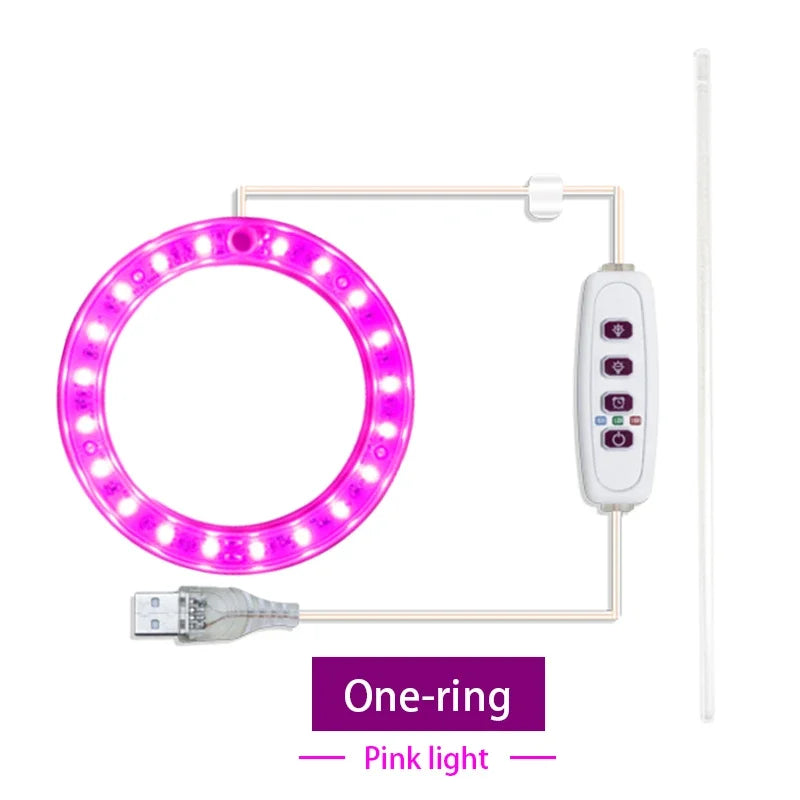 LED Full Spectrum Grow Light — USB 5V Adjustable Height Dimmable Lamp with Timer for Indoor Plants & Herbs