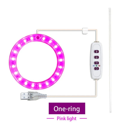 LED Full Spectrum Grow Light — USB 5V Adjustable Height Dimmable Lamp with Timer for Indoor Plants & Herbs