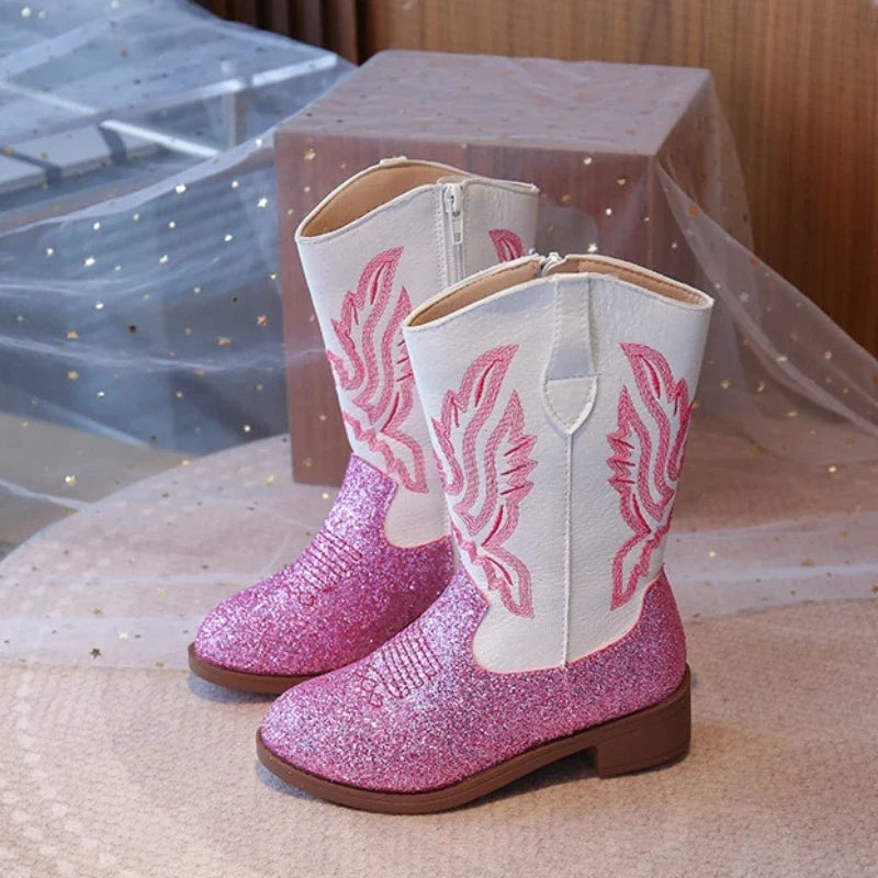 Children’s Western Embroidered Boots - Tall Fall & Winter Boots for Boys & Girls Ages 3–18