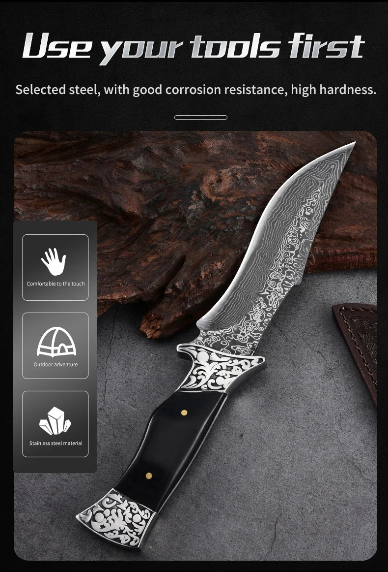 Portable Outdoor Knife – Sharp Straight Blade for Fishing, Camping, and Field Use