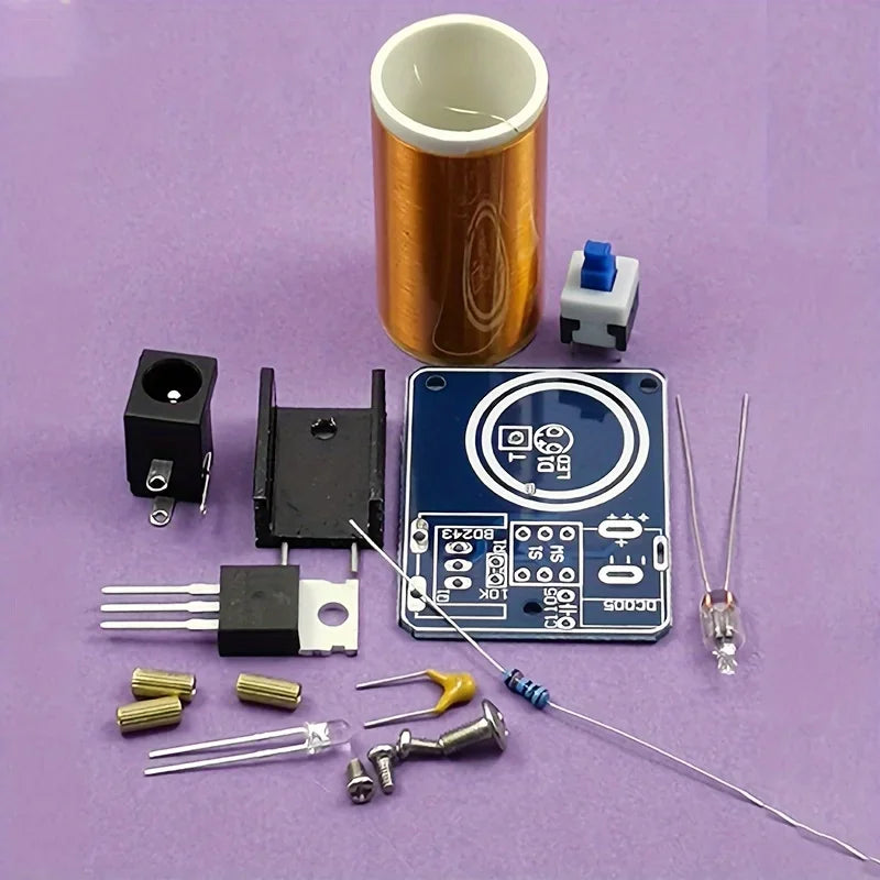 Mini Tesla Coil Kit BD243 – DIY Electronics Project for Hand Soldering Practice, Battery-Free Hobbyist Kit