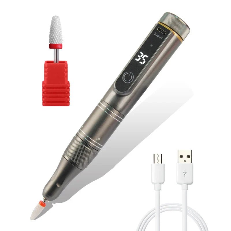 35000RPM Rechargeable Nail Drill Machine – Portable Cordless Manicure E-File for Cuticle & Nail Polishing