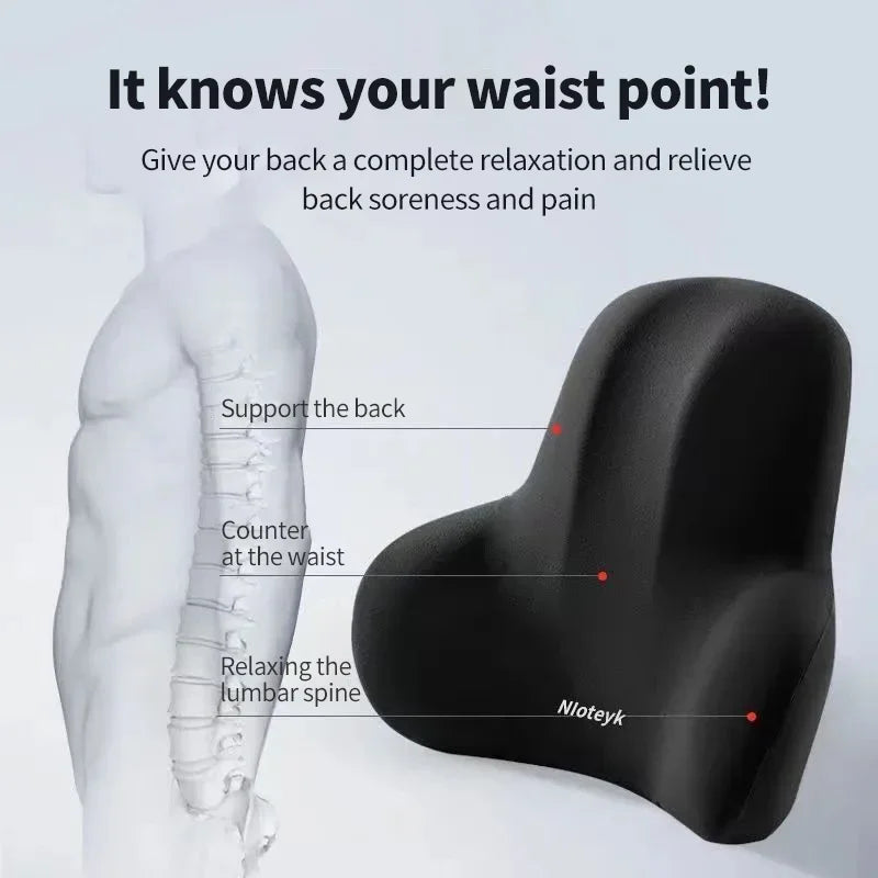 Memory Foam Car Neck & Lumbar Support Cushion – Universal Waist Pillow for Car Seat Comfort & Support