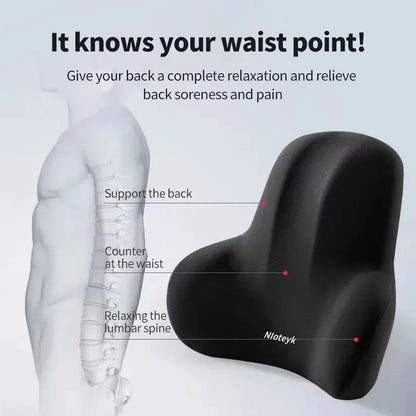 Memory Foam Car Neck & Lumbar Support Cushion – Universal Waist Pillow for Car Seat Comfort & Support