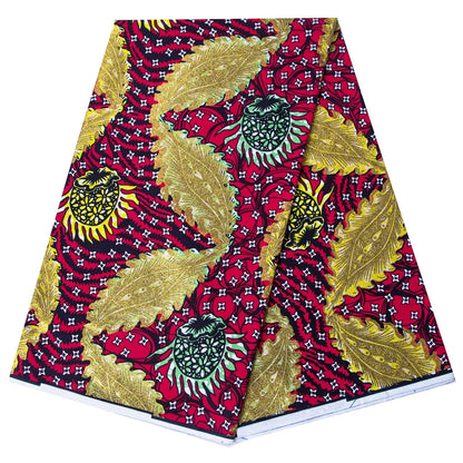 Shine African Ankara Wax Fabric - 6 Yards 100% Cotton Hot Stamping Print for Party Dresses, Sewing & Crafts