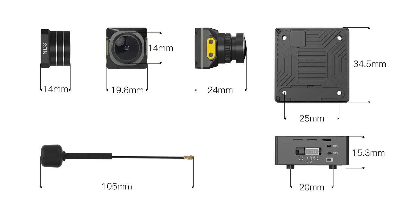 Walksnail Moonlight Kit 4K/60FPS Starlight Camera, 160° FOV, Built-in EIS, Gyroflow Support, Dual Antennas, 2-6S for RC FPV Drones