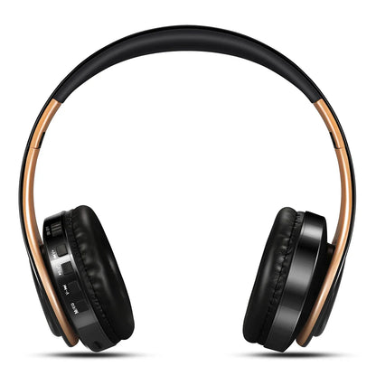 Men’s Gift Gold Wireless Headphones – Bluetooth Stereo Earphones with Built-in MIC, 3.5mm Jack for Xiaomi, Samsung, iPhone
