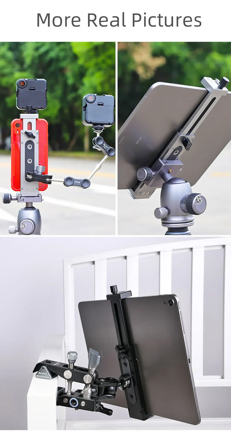 Universal Aluminum Alloy Tablet & Phone Stand – Adjustable Tripod Holder Clip for Mobile Devices