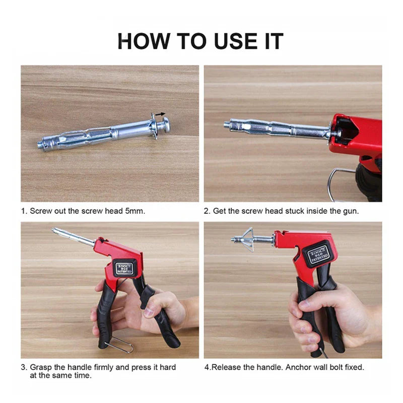 Hand Tool Wall Anchor Gun — Hollow Metal Cavity Anchor Fixing Gun for Gypsum Plasterboard & Molly Drywall Tools