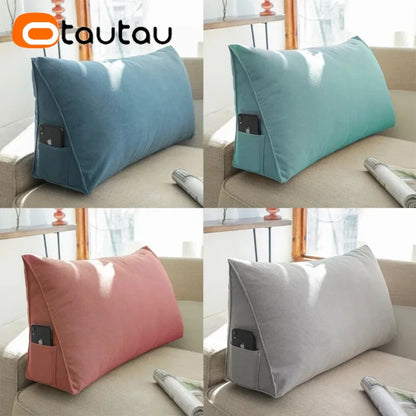 OTAUTAU Triangular Bed Backrest Cushion – Lumbar Support Lounger Pillow for Chair, Bed & Living Room Comfort Decor (KD034)