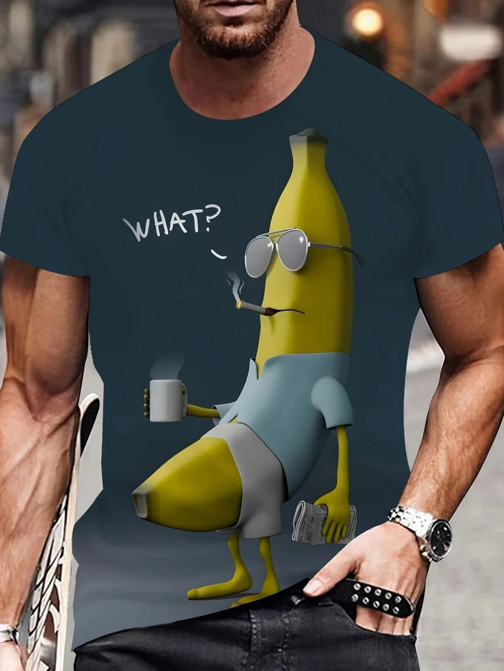 Men’s Watermelon Graphic T-Shirt - Funny 3D Fruit Print Oversized Summer Tee