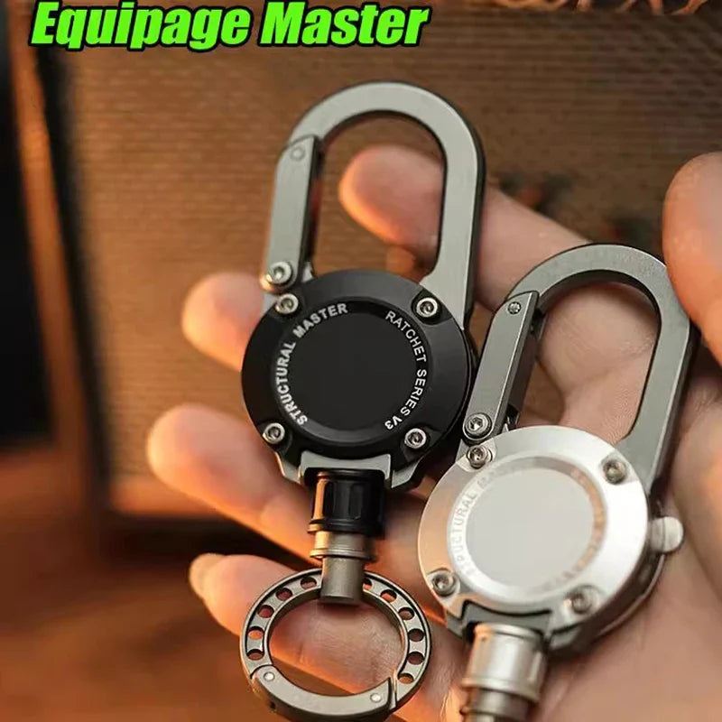 Titanium Alloy & Aluminum Carabiner Keychain — Retractable Anti-Lost Mountaineering Buckle for Men, Car Key Gift
