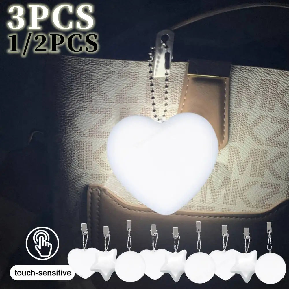 1/2/3PCS Purse Heart LED Light – Motion Activated Handbag Lamp, Heart Shaped Purse Charm for Women