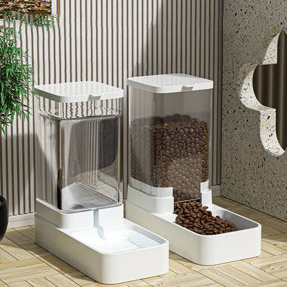 HOOPET Automatic Dog & Cat Feeder — Transparent Water Bowl & Food Storage Dispenser for Puppies and Kittens
