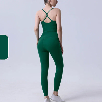 2-Piece Women’s Yoga Tracksuit – Athletic Pilates Fitness Set with Push-Up Sports Bra & Leggings for Gym Workout