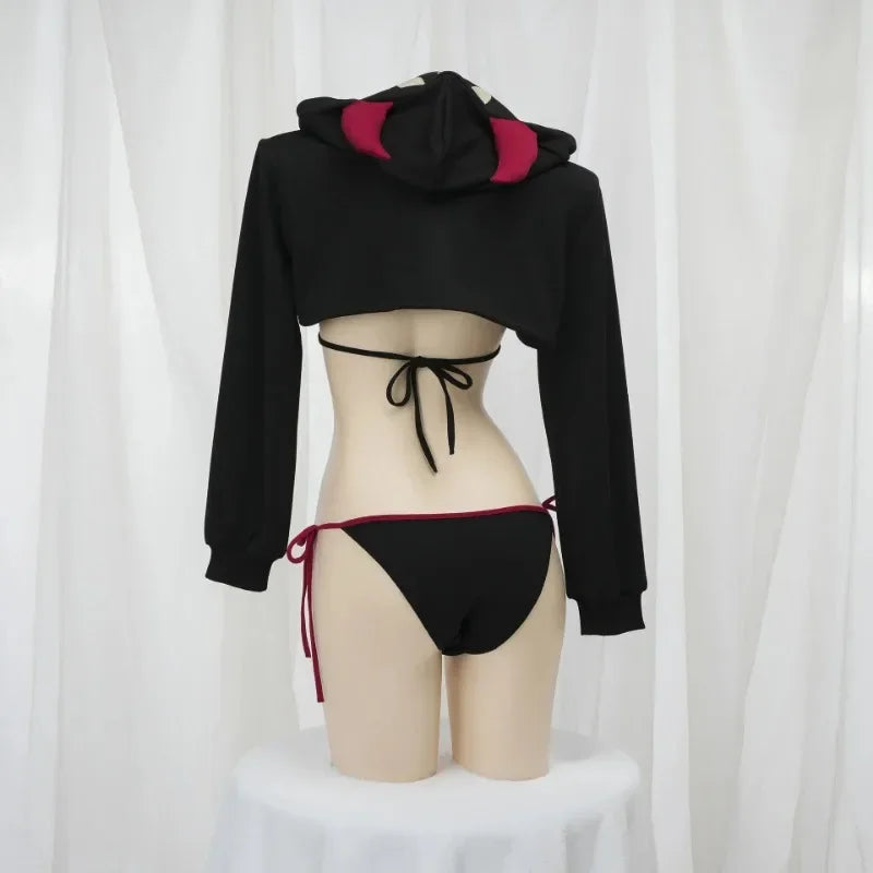 Demon Kingdom Elf Costume - Hooded Horn Cloak Halloween Cosplay Outfit