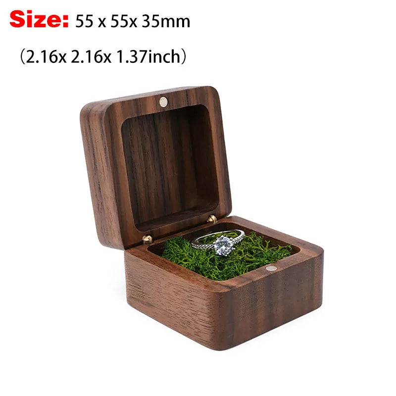 Personalized Walnut Wooden Ring Box - Custom Name Engagement & Wedding Anniversary Gift
