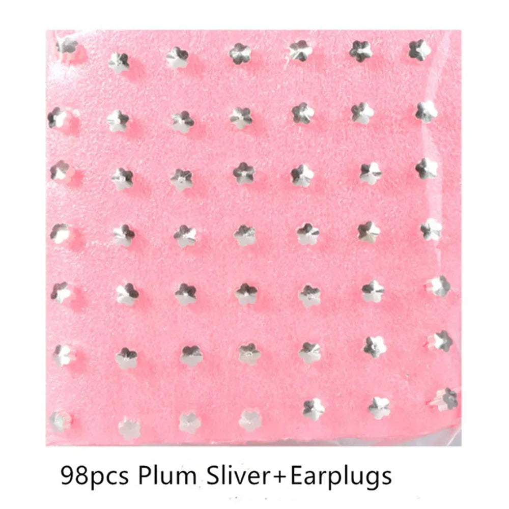 98pcs Ear Piercing Stud Earrings - Medical Body Jewelry Set for Piercing Gun Tools and Accessories