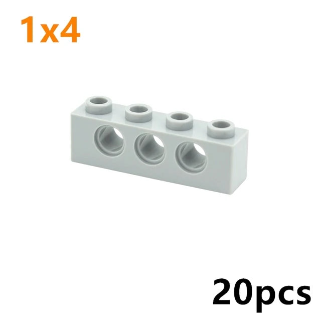Technical Building Block Long Beam with Holes – Thick MOC Studded Bricks Compatible with 3703, 32018, 3895, 2730, 3894, 3701, 3700