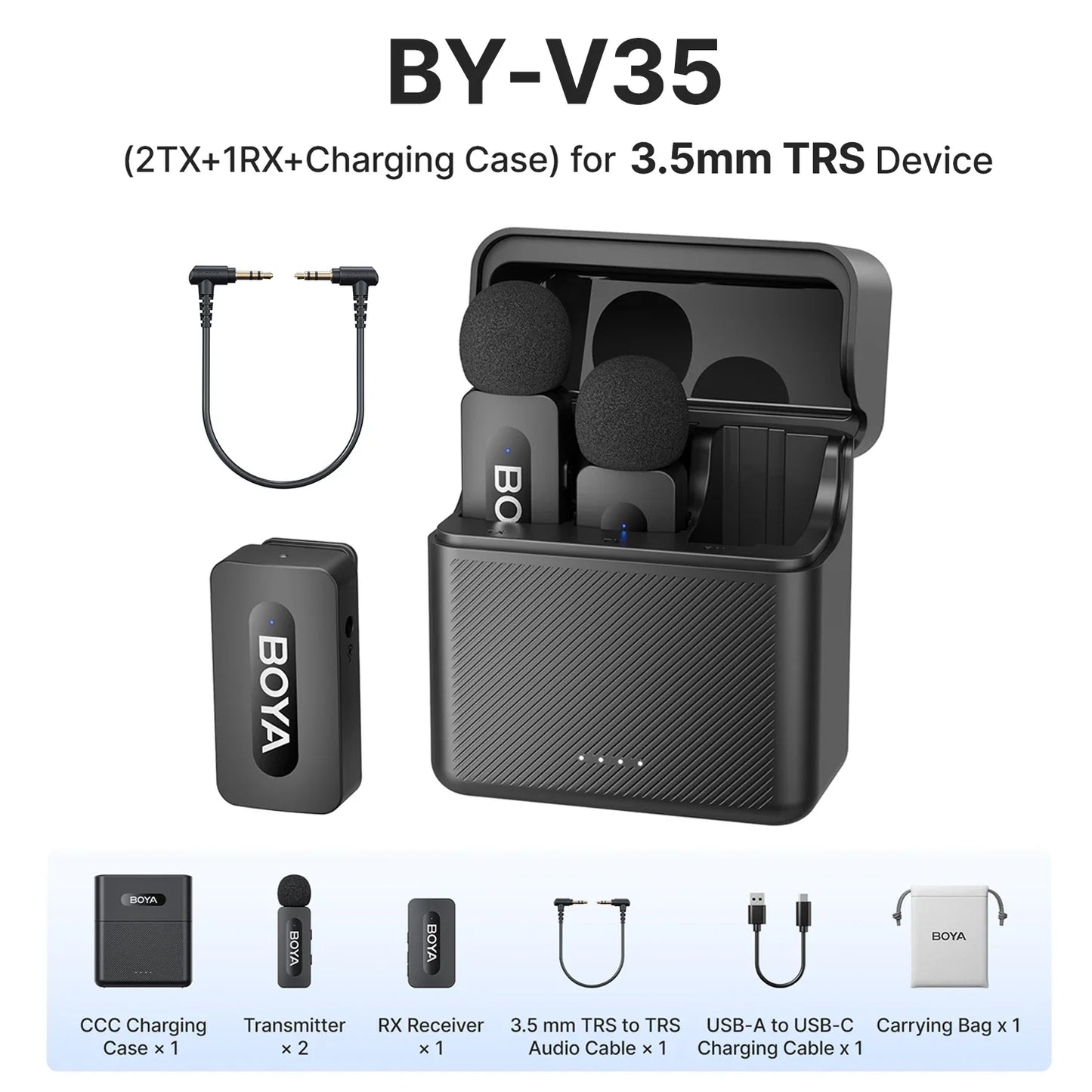 BOYA BY-V3 Wireless Lavalier Lapel Microphone – Noise-Cancelling Rechargeable Mic for iPhone, Android, Camera & Vlogging