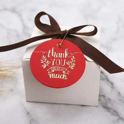50PCS 4.5cm Bronzing Round Garment Tags – “Thank You” Paper Hang Tags for Clothing, Shoes, Packaging & DIY Crafts