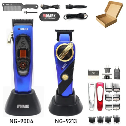 WMARK NG 9213 Professional Hair Trimmer for Men – 9000 RPM Magnetic Motor, DLC T-Blade, Zero Gapped Finishing Clipper