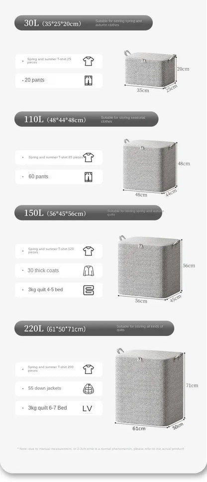 Large Capacity Household Storage Bag – Non-Woven Closet Organizer for Quilts, Clothing & Toys