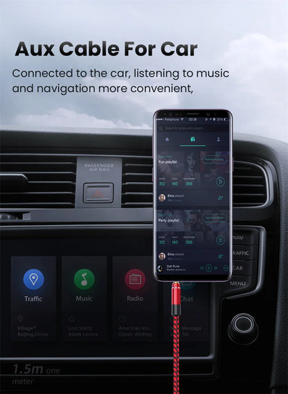 NNBILI 1.5M 3.5mm Audio Cable - Nylon Braid AUX Cable for Phone, MP3, Car Headset & Speaker Extension