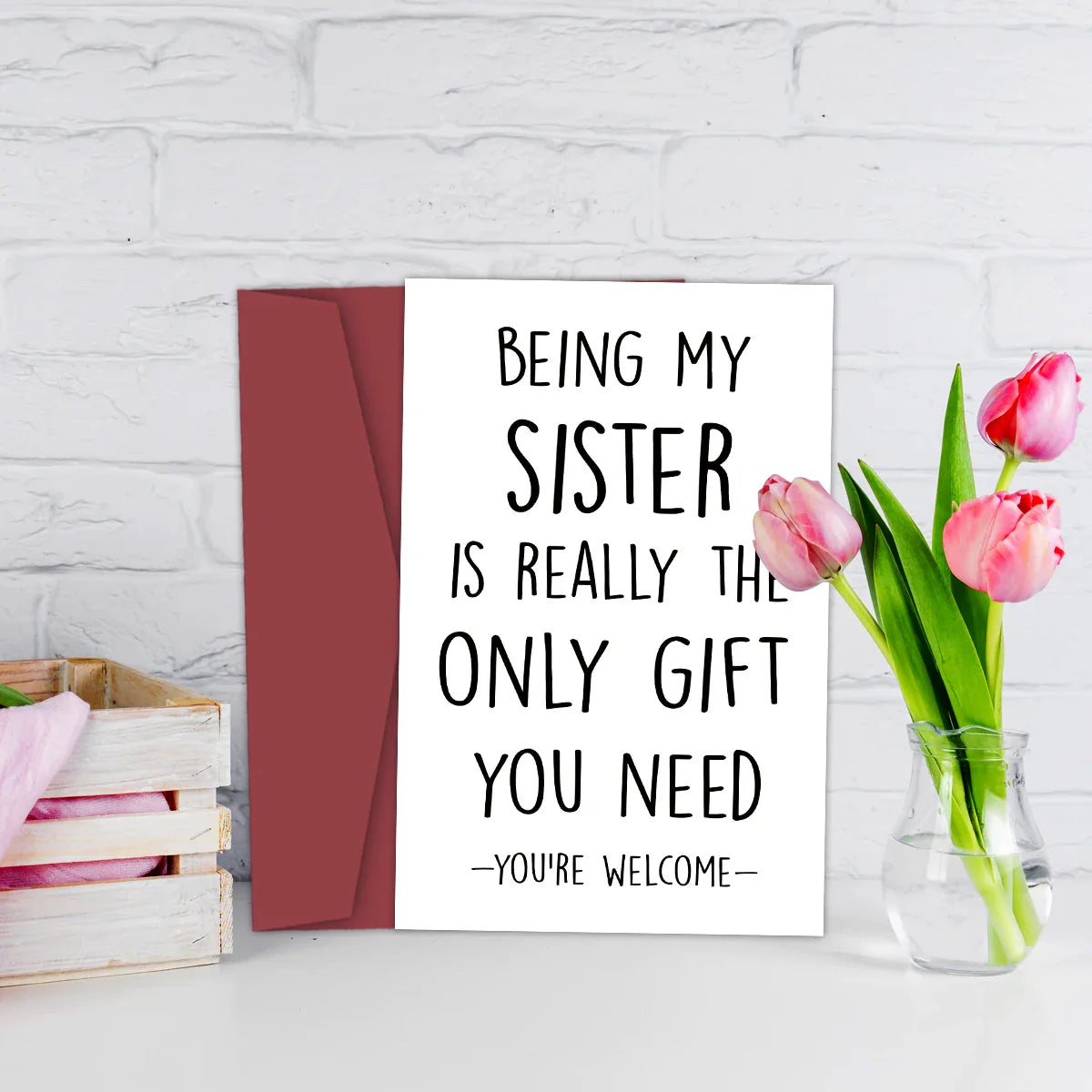 Funny Birthday Card for Sister – Humorous Greeting Card with Envelope, Personalized Sister Gift Birthday Wishes Card