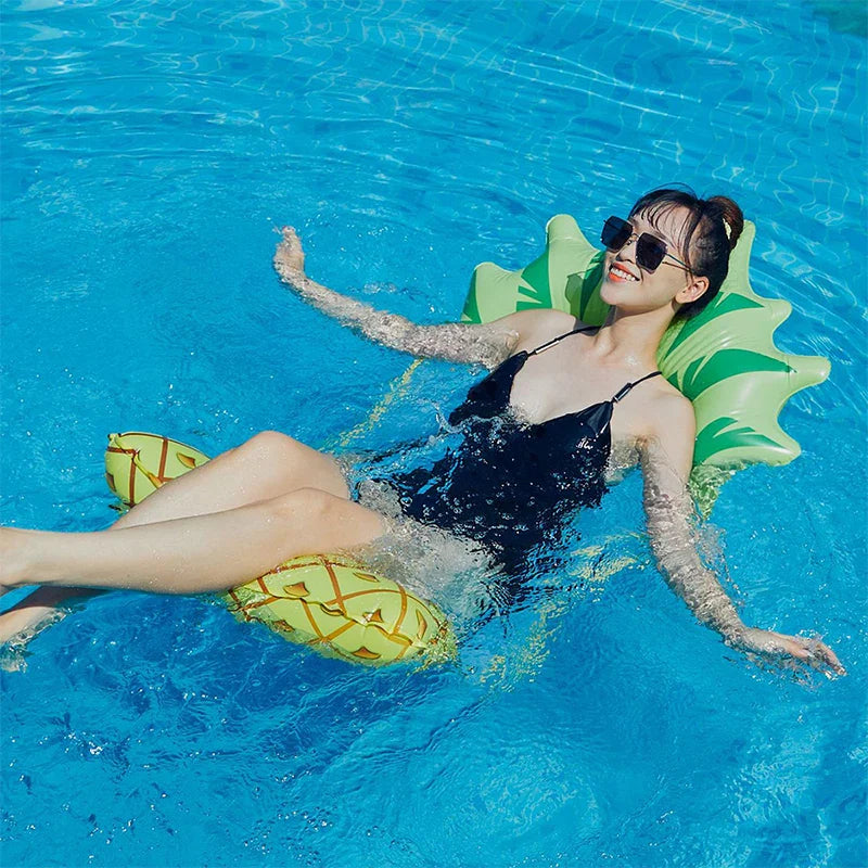 PVC Summer Inflatable Floating Row: Foldable Swimming Pool Water Hammock - Air Mattress Bed for Beach Water Sports Lounger Chair