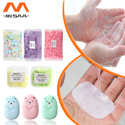 Portable Mini Paper Soap Sheets - Travel Soap Paper for Hand Washing, Disposable Box Soap, Ideal for Camping and Hiking
