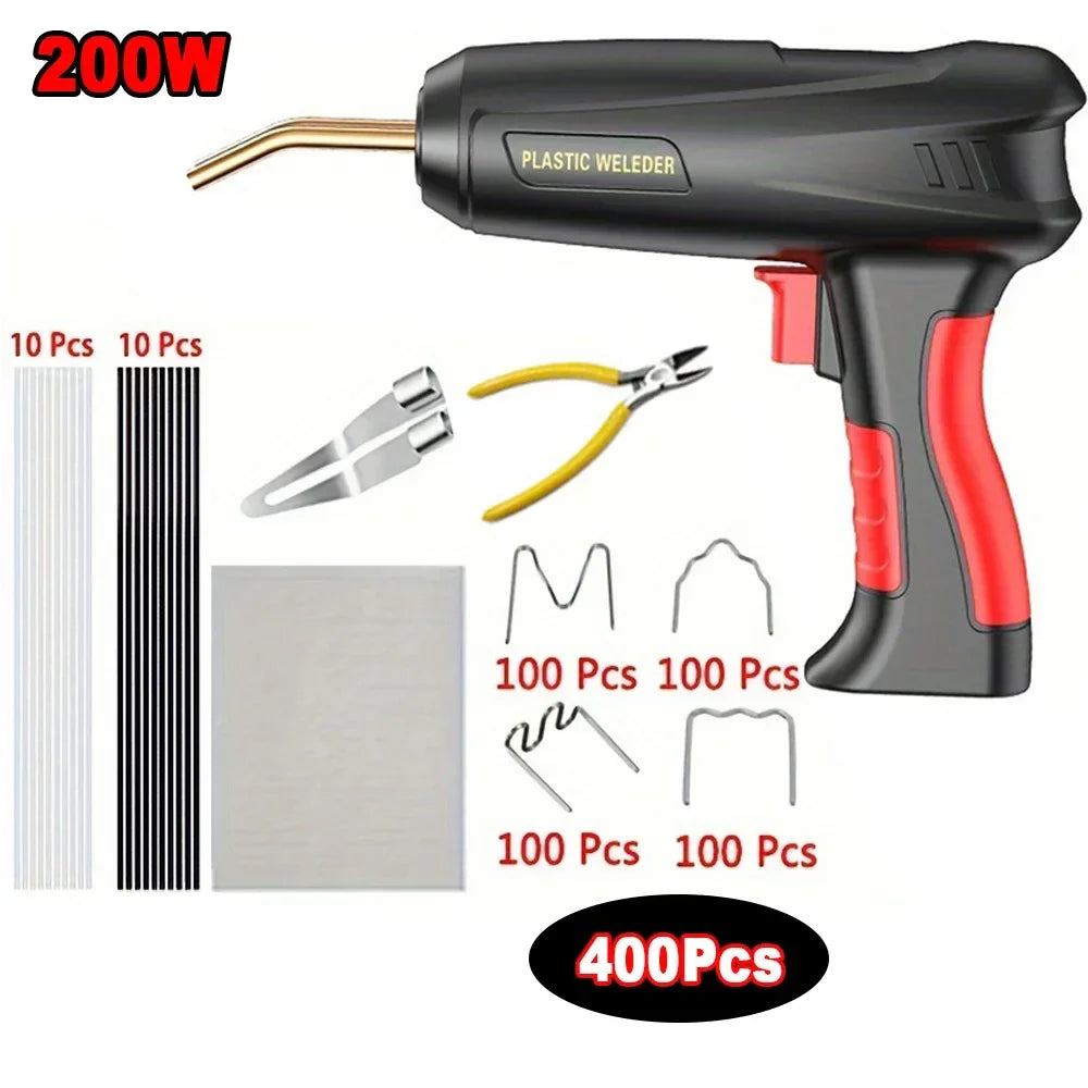 Upgraded 2-in-1 Plastic Welding Kit – 200W Hot Stapler & Soldering Gun with 6/4 Types Staples for Car Bumper Repair