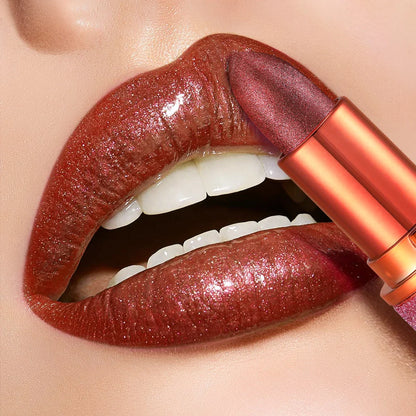 Rose Smoke Powder Lipstick – Glossy Velvet, Waterproof, Durable Starry Shine Lip Color