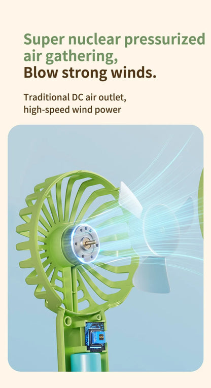 Portable Mini USB Fan – Handheld & Desktop Fan with Phone Holder, 3-Speed Adjustable Wind, Long Battery Life, Multi-Function Cooling Fan