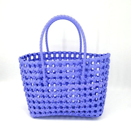 Hylhexyr Handheld Woven Shoulder Bag – PVC Tote for Vegetables, Beach, Picnic & Vacation, Women’s Handbag