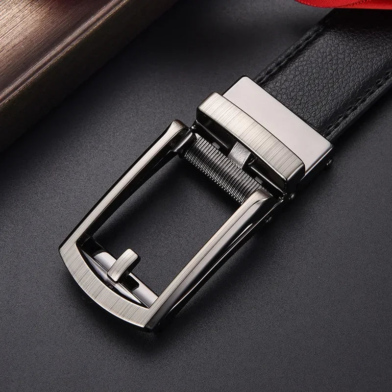 Men’s Luxury Click Belt – Genuine Leather Automatic Alloy Buckle for Business & Jeans