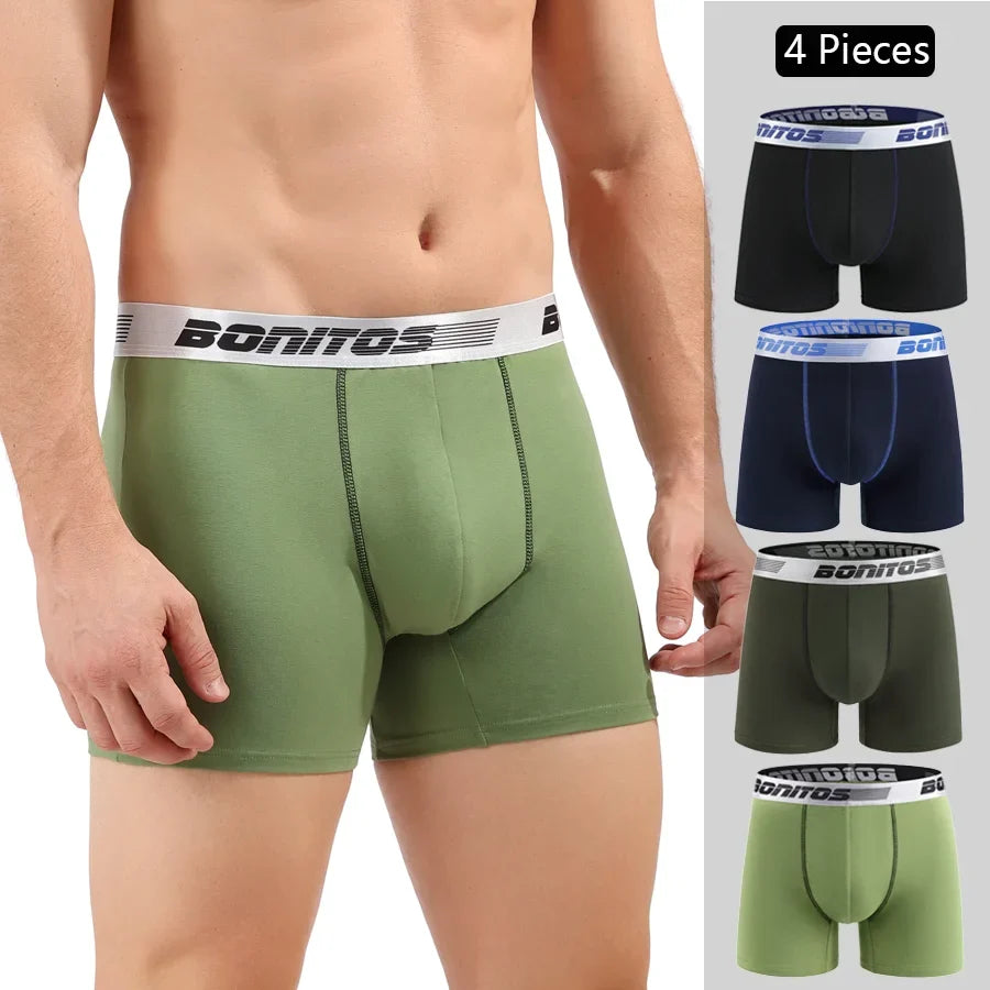 4pcs Men Cotton Boxer Shorts - Soft Comfortable Male Underwear Briefs Couple Boxers Set