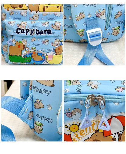 Cute Capybara Backpack | Large Capacity, Breathable Nylon Schoolbag for Students, Women & Girls, Ultra-Light Book Bag