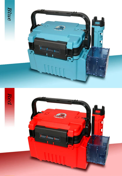 ILURE Multifunction Fishing Tackle Box – Big Storage Tool Box with Rod & Cup Holders for Fishing Accessories