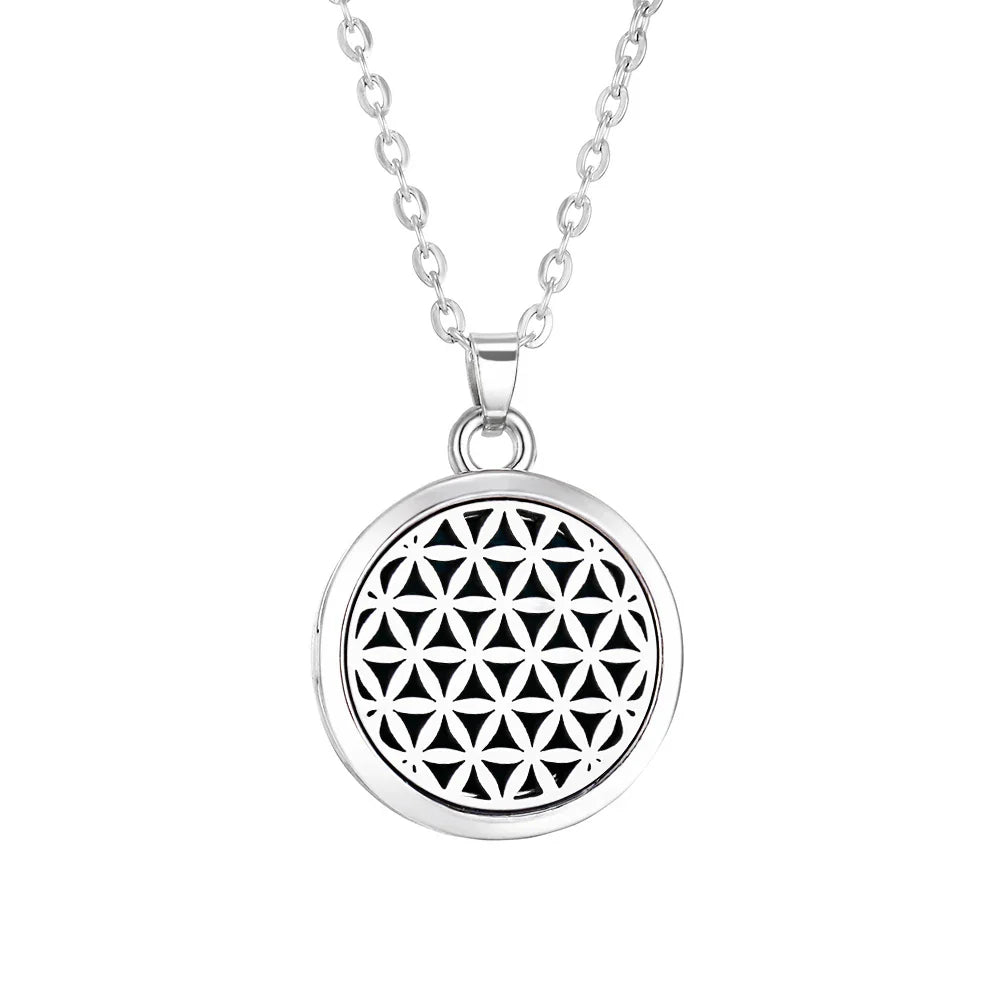 Tree of Life Aromatherapy Necklace – Stainless Steel Essential Oil Diffuser Locket Pendant