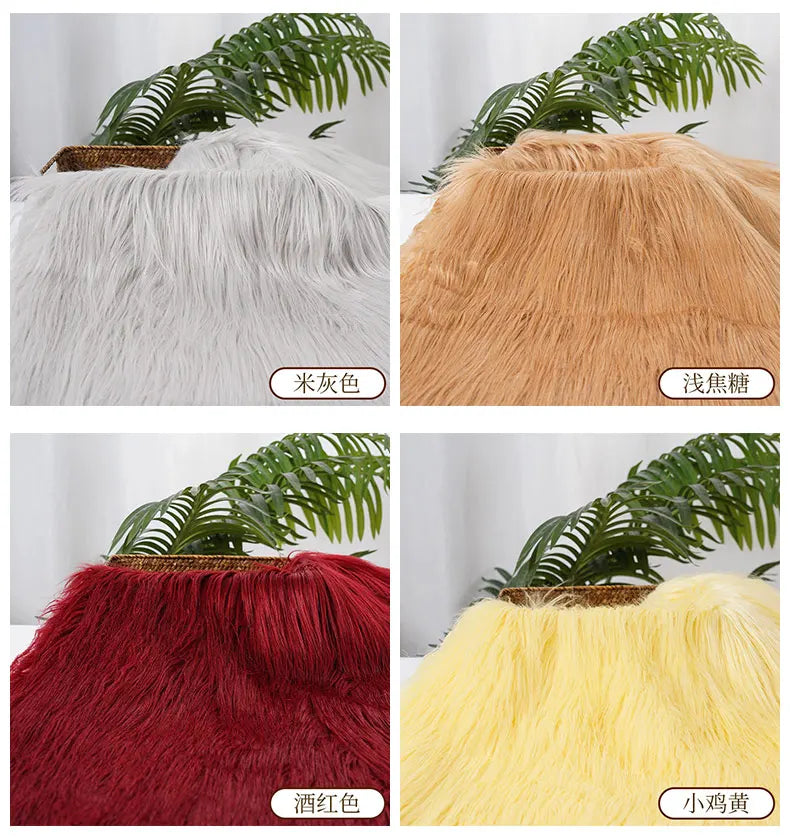 25x45cm Long Hair Faux Fur Fabric — DIY Animal Suit, Doll Hair, Beard Craft Material for Patchwork, Garment Sewing Accessories