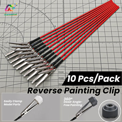 MSWZ MS130 Reverse Painting Clips – 10PCS Metal Spray Coloring Tool for Gundam Model Kits, DIY Craft Painting Accessories