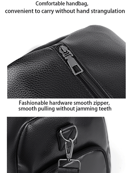 Retro Short Trip Bag – Large Capacity PU Waterproof Sports & Fitness Motorcycle Leisure Bag