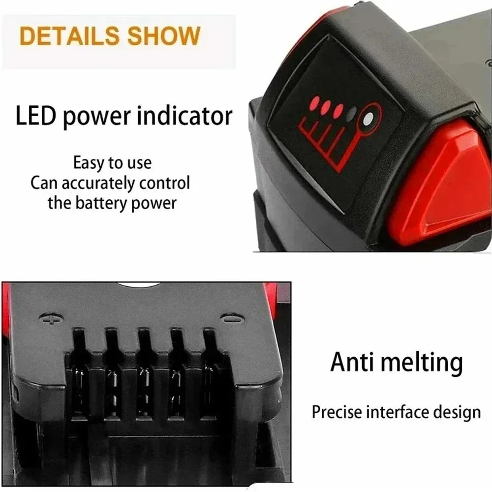 Original Milwaukee M18 18V 12000mAh Power Tool Battery – Includes Charger, BR, XC, M18B5, 48-11-1860, Built-in 21700 Battery