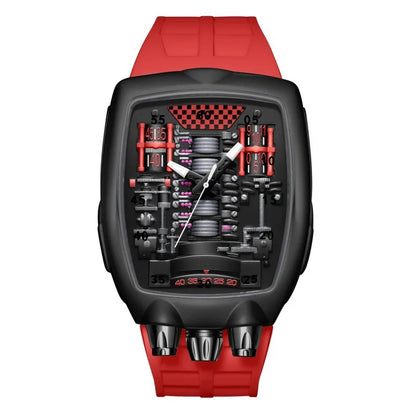 Alien Y2K Transparent Quartz Watch - Creative Hollow Case Design Fashion Men's Wristwatch with Unique Retro Style