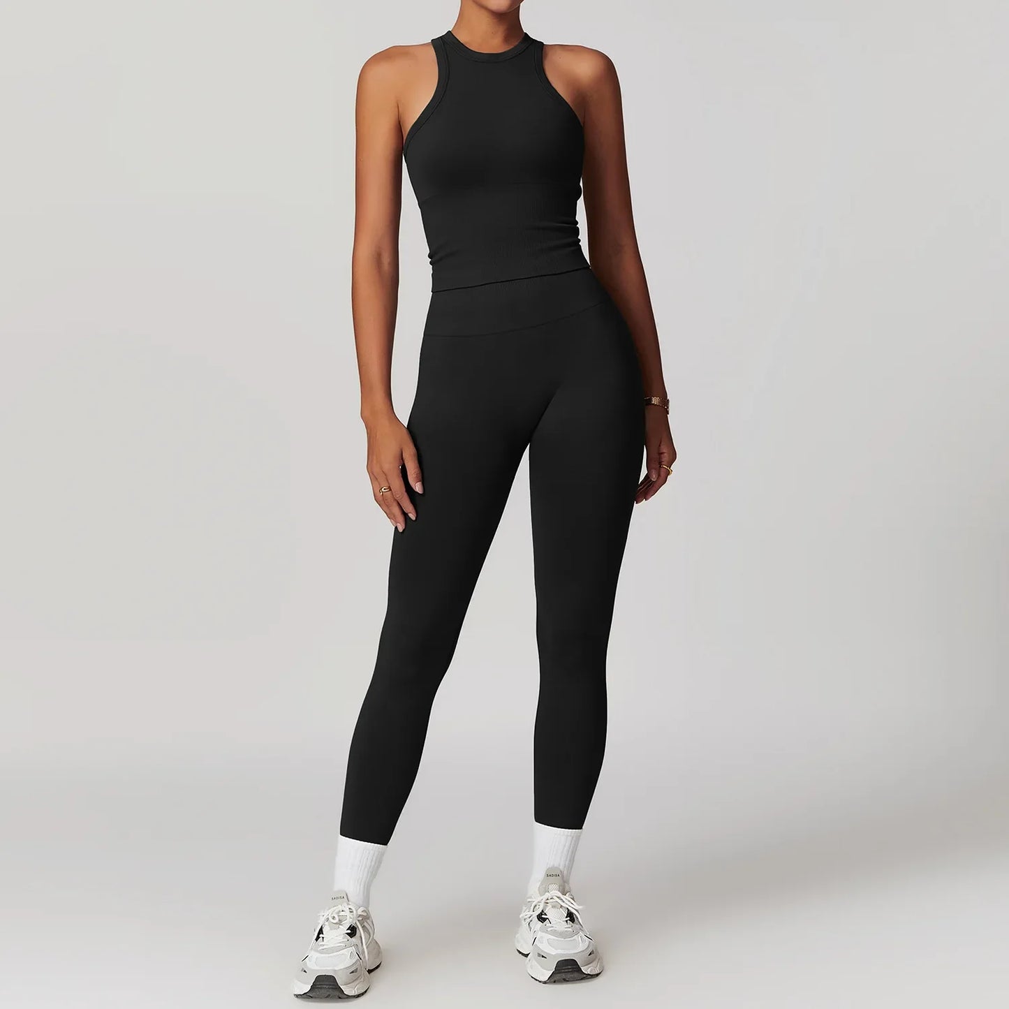 Women’s Seamless 2/3 Piece Yoga Set – Fitness Workout Sportswear with Leggings, Sports Bra & Long Sleeve Gym Outfit