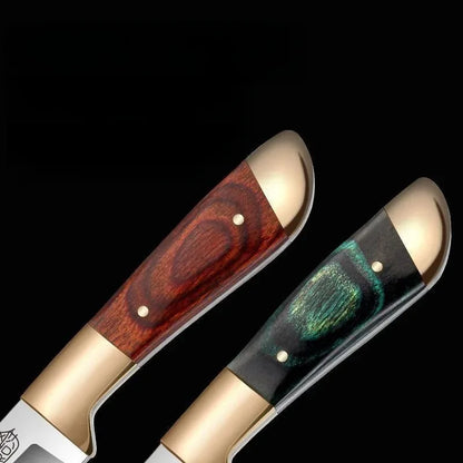 Portable Fruit Knife – Handheld Small Dining Knife for Lamb, Kitchen Use with Leather Cover & Keychain